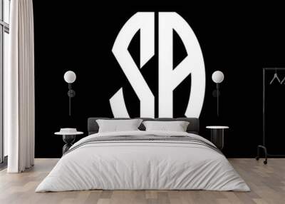 SA logo monogram designs template isolated on black background Wall mural