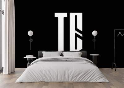 TE logo monogram with emblem style isolated on black background Wall mural