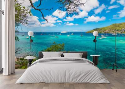 Beautiful landscape of Admiralty Bay in Bequia. Wall mural