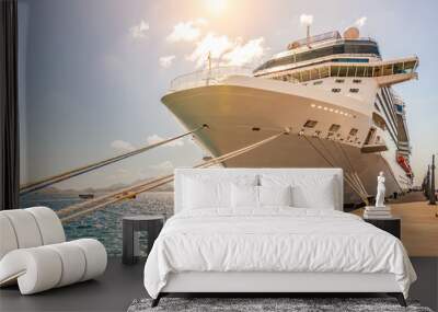 Cruise ship docked in port. Wall mural