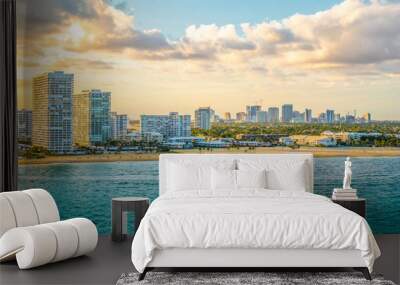 Fort Lauderdale skyline and beach landscape. Wall mural