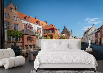 Panoramic view of canal in the city center of Bruges, Belgium Wall mural