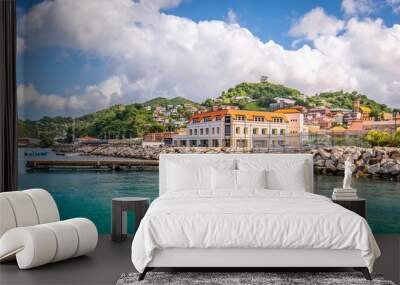 Panoramic view of port of Grenada, Caribbean. Wall mural