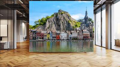 Panoramic view of the old town of Dinant, Belgium. Wall mural