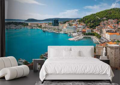 Split, Croatia, Dalmatia. Riva Harbor and yacht marina. Wall mural