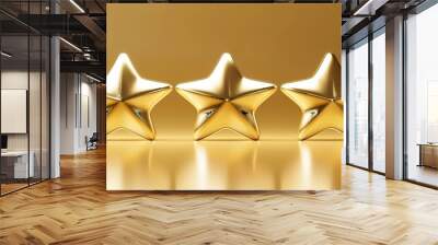  three gold stars on a gold background Wall mural