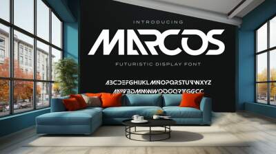 Futuristic techno scifi font style, abstract modern clean geometric marcos typeface Wall mural