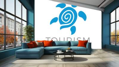 Tourism turtle playful logo design Wall mural