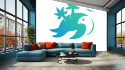 Turtle island tourism logo design Wall mural