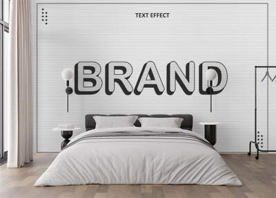 3D Black and White Line Texture Text Effect Template Editable Wall mural