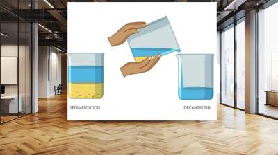 Sedimentation and Decantation are separation processes in which solids settle and liquids are separated Wall mural