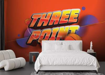 Three Point basketball text effect editable Wall mural