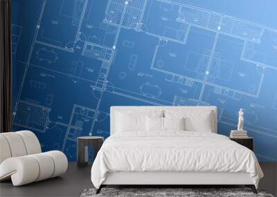 Architecture Floor plan background blueprint style Wall mural