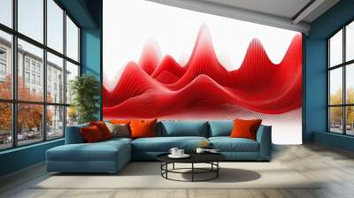 A bold, red equalizer wave with sharp peaks and valleys, isolated on a white background with Wall mural