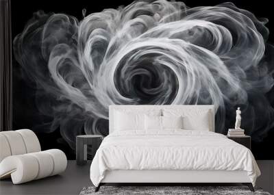 A complex pattern of smoke waves forming concentric circles, isolated on transparent, with t Wall mural