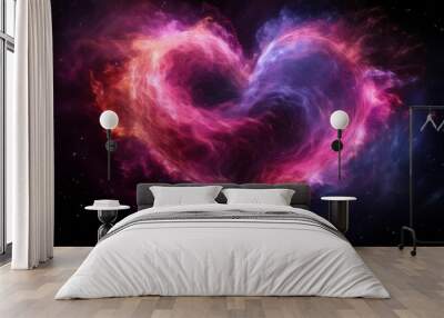 A heart-shaped nebula with a warm, rosy hue, surrounded by gentle streaks of colorful gases. Wall mural