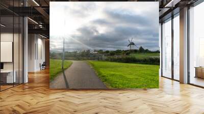 windmill in the field Wall mural