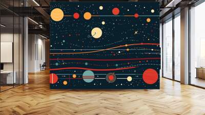 ai generative space, universe, cosmos, stars and planets pattern in cartoon design  Wall mural