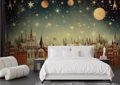 AI generative traditional and vintage illustration with a christmas theme  Wall mural