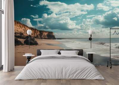 Coastal Cliffs and Sandy Beach Wall mural