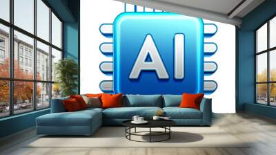 Illustration of chip processor with artificial intelligence logo Wall mural