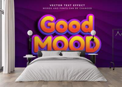 Vector Editable 3D yellow orange text effect. Good mood promotion sale graphic style on purple background Wall mural