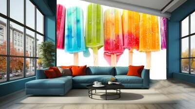 Colorful summer popsicles isolated on a white background png transparent Wall mural