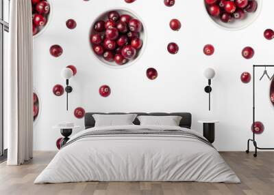 Cranberries in bowl isolated on white background  Wall mural