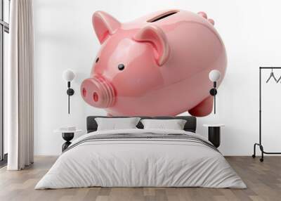 Piggy bank on white background Wall mural