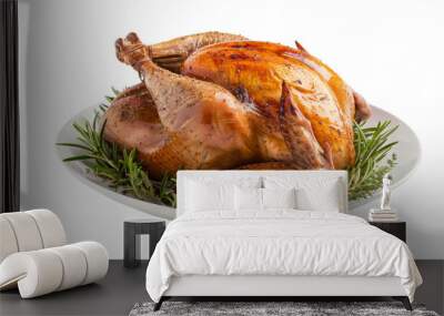 Roast turkey on white background Wall mural