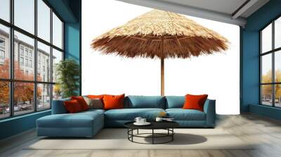 Straw Beach Umbrella. Isolated on white background. png transparent Wall mural