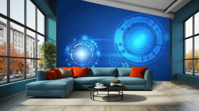 Vector Abstract futuristic circuit board. Global Network, computer technology dark blue color background , technology concept. Vector illustration Wall mural