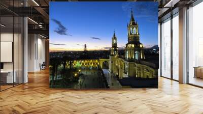 Cathédrale d'Arequipa au coucher de soleil, Pérou Wall mural