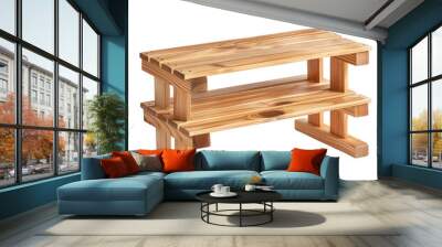 A wooden bench with a wooden top and two wooden legs Wall mural