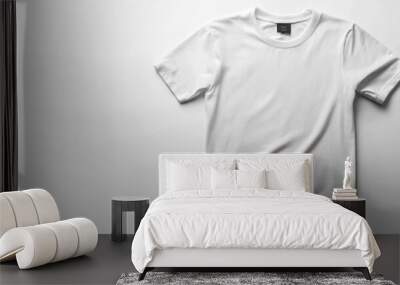 A fashionable men t-shirt with a trendy collar, laid out on a white background, ideal for modern menswear marketing Wall mural