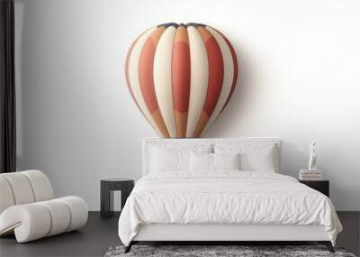 Abstract hot air balloon design with minimal details, floating on white background. Wall mural