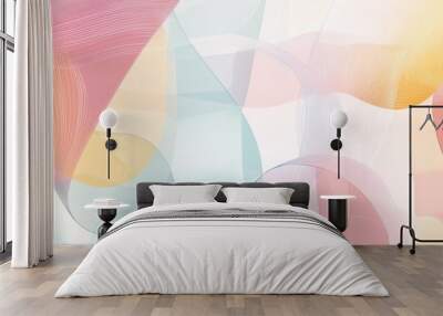 Abstract pastel shapes and lines, creating a soft and modern pattern. Wall mural