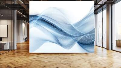 Elegant cold season abstract with shimmer snow and glowing light effects in cool blue tones, isolated on white Wall mural