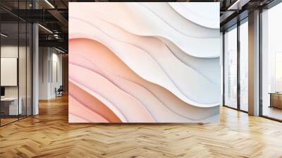 Smooth lines in pastel gradients, flowing elegantly to create a minimalistic abstract design Wall mural