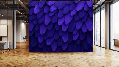 Deep purple layered feather pattern abstract background with a textured effect creating a sense of depth and mystery
 Wall mural