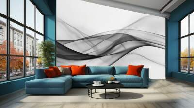 A black and white image of a wave with a white background Wall mural