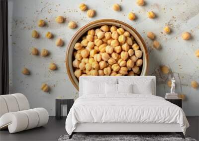 A bowl of chickpeas is on a white table Wall mural