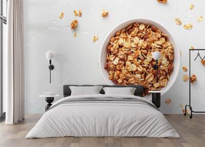 A bowl of granola with nuts and oats Wall mural