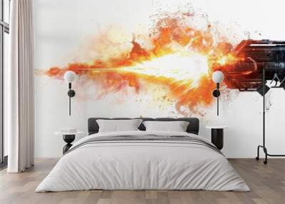 A gun is fired and the bullet is leaving a trail of fire Wall mural