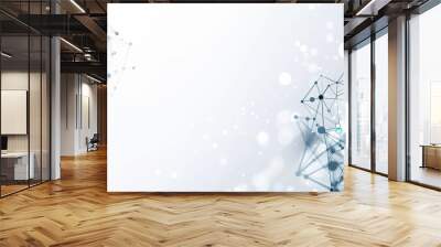 A white background with blue lines and dots Wall mural