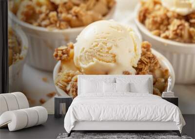 A white bowl of ice cream with a topping of granola Wall mural