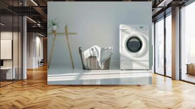 A white washing machine sits in front of a window Wall mural