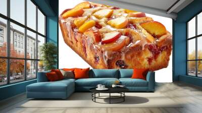 A freshly baked loaf of peach bread with a glaze, perfect for a summer dessert or snack. Wall mural