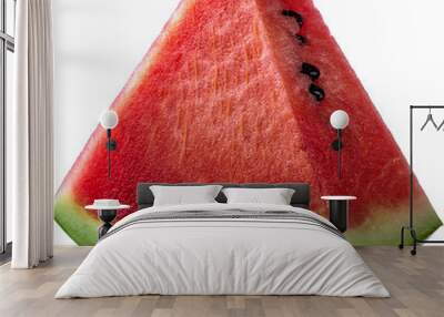 Fresh watermelon slice showcasing vibrant red fruit and green rind, perfect for summer and healthy eating imagery. Wall mural