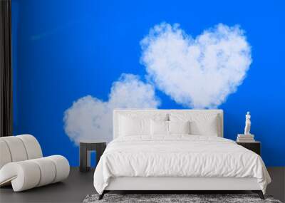 couple heart shaped clouds in the sky Wall mural